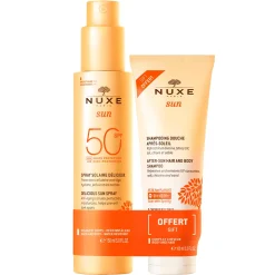 NUXE Duo Spray Solaire Délicieux Haute Protection SPF50 visage et corps et Shampooing Douche après-soleil 100ml offert Best Sale
