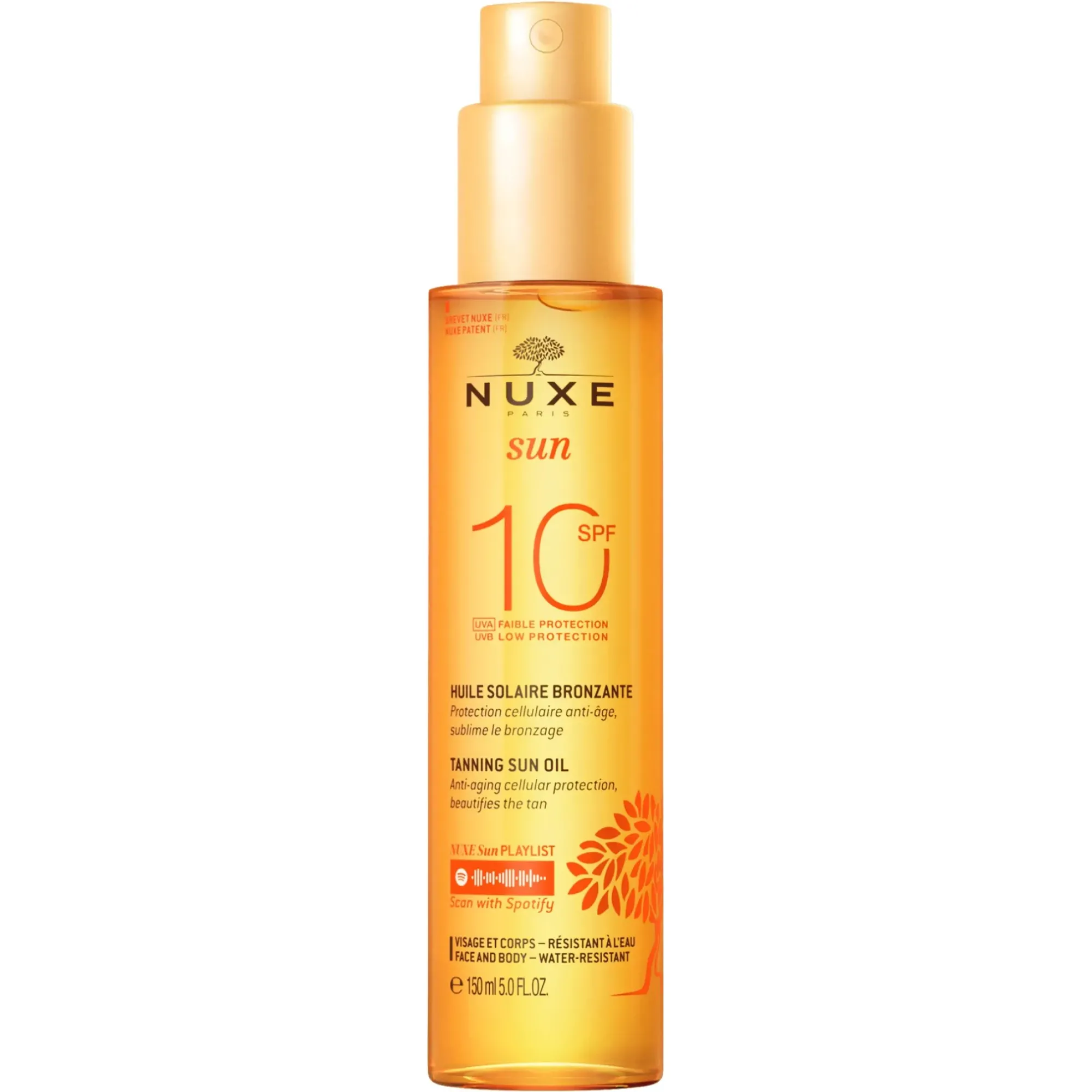 NUXE Huile Solaire Bronzante Faible Protection SPF10 visage et corps Hot